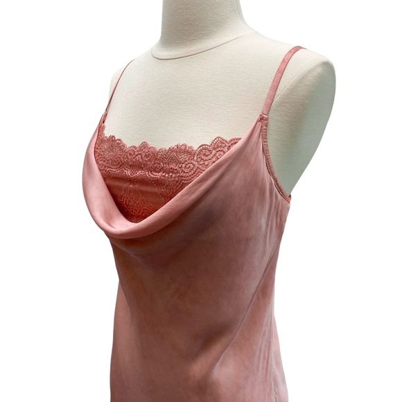 Satin Cowl Neck Spaghetti Strap Blouse With Lace Underlay - Picture 5 of 12